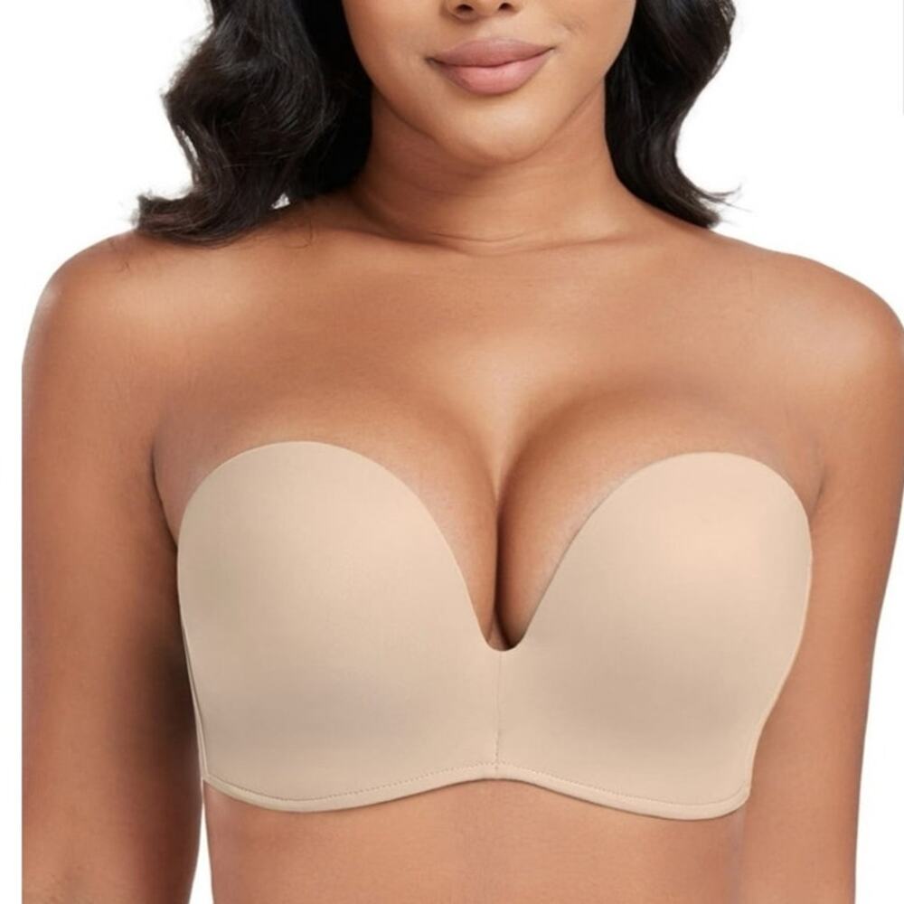 NWT ~ Strapless Seamless Wireless Anti Slip Push Up Bra Support Lift Size 38DD